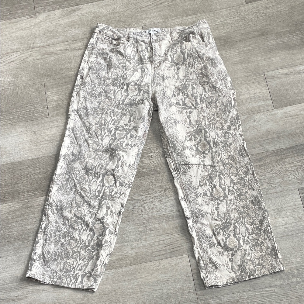 Snake Print Straight Leg Jeans